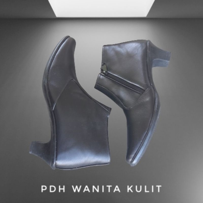 sepatu PDH sleting wanita kulit/ sepatu wanita dinas/ sepatu pantofel cewek kulit/ sepatu security cewek/ sepatu satpam wanita/ sepatu TNI polwan wanita