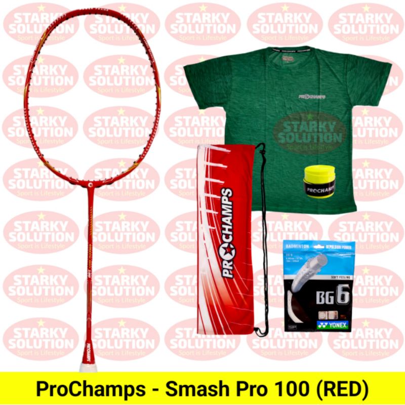 Paket Raket Bulutangkis PROCHAMPS SMASH PRO 100 Badminton Original