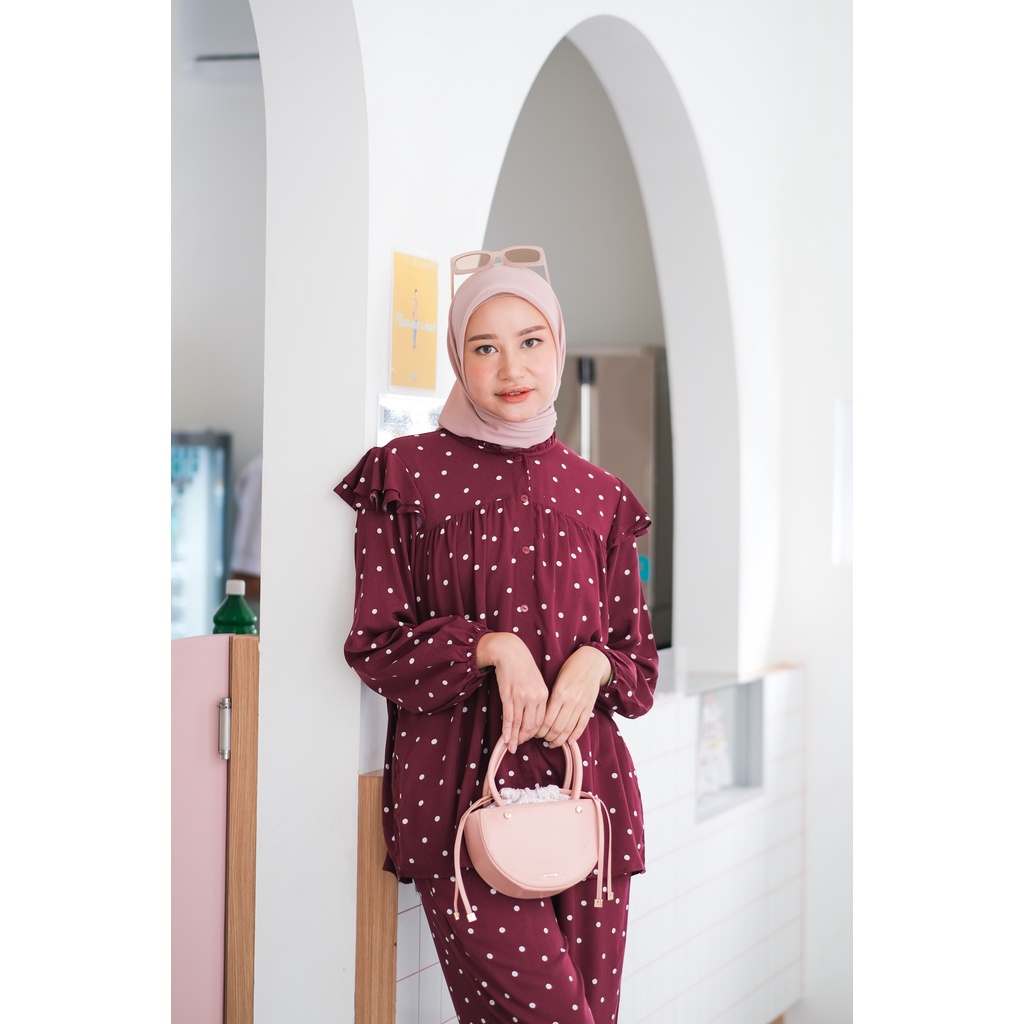 BERLIN SET - PATTERN-Polka Maroon