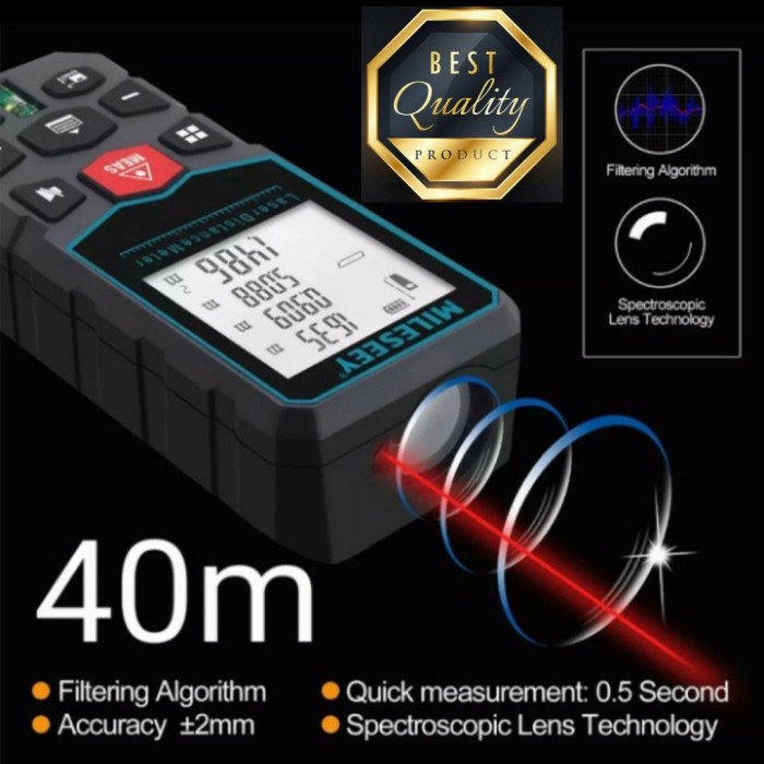 100m Laser Distance Digital Meteran Pengukur Jarak Jauh Meter NO bosch - Mileseey 40m