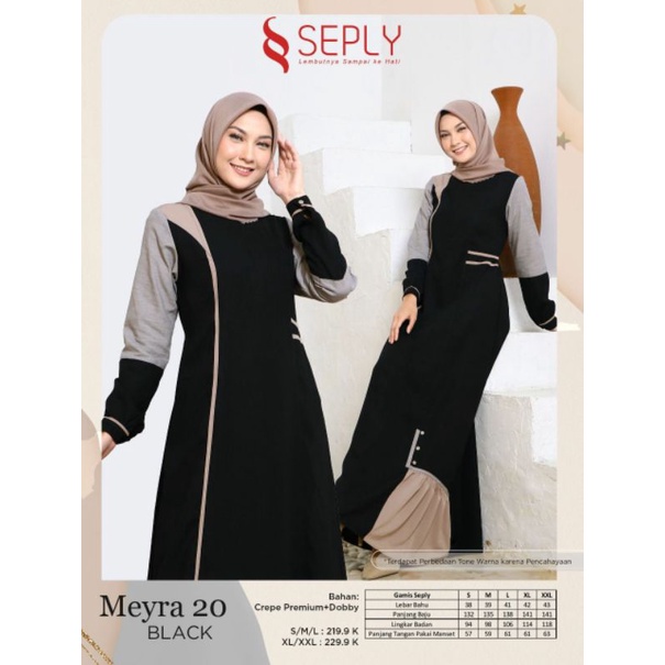 GAMIS SEPLY TERBARU MEYRA 20 BLACK • NAVY • GINGER SNAP • GULL GREY • GREY • DARK GREY