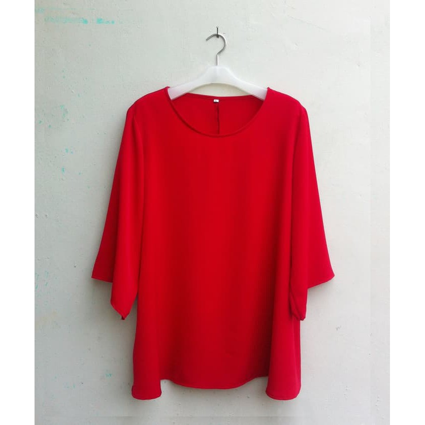 Baju Wanita Jumbo Blouse Atasan  Big Size 2L, 3L, 4L & 5L Warna Merah