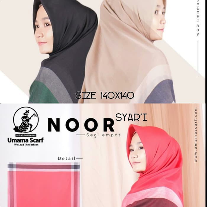 Hijab Jilbab Kerudung Segiempat Umama Noor syar'i (Jumbo) uk 140x140