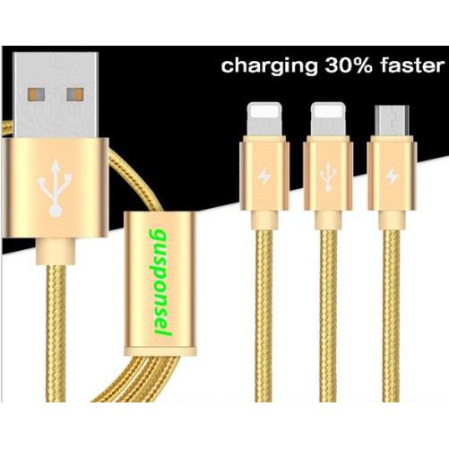 KABEL USB 3 IN 1 Micro USB &amp; Appl Ip Kualitas Super