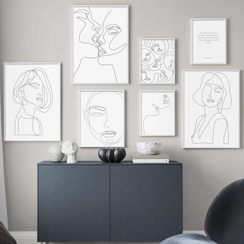 Sexy Woman Abstract Line Body Art Quotes Wall Art Canvas Painting Nordic Poster Prints Wall Pictures For Living Room Decoration No Framed Shopee Indonesia