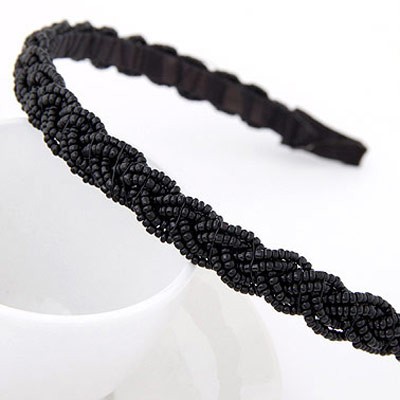 LRC Bando Cubic Beads Decorated Weave Design Alloy Hair Band Hair Hoop A37876