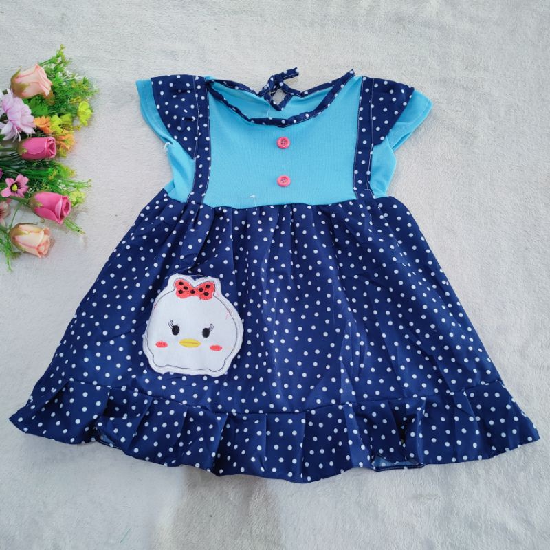 Dress anak 2 3 tahun cewek perempuan gaun polka Pinkland