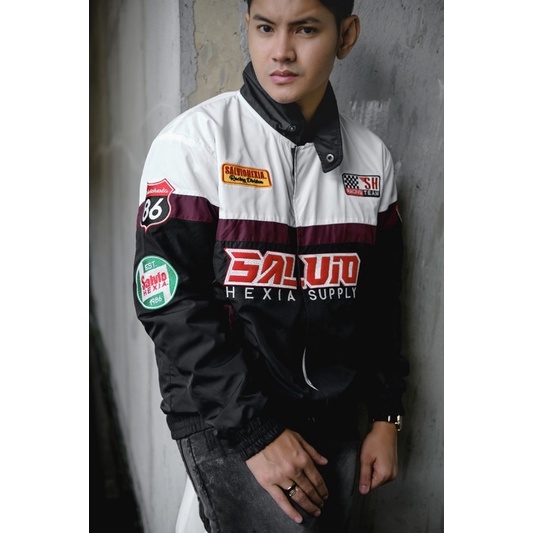 Nascar Hitam Jaket Parasut Jaket Waterpoof Jaket Pria Jaket Nascar Jaket Sport Jaket Outdoor Jaket Racing Jaket Salviohexia