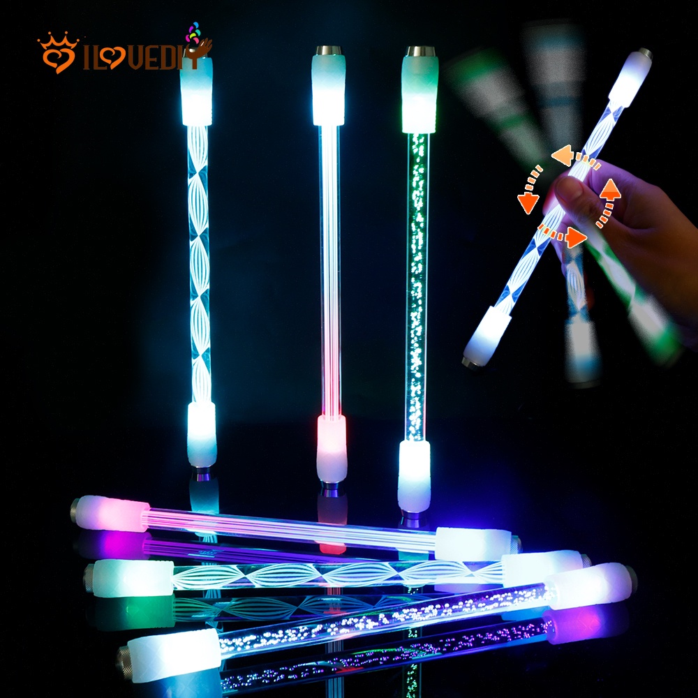 1pc Pen Putar LED Luminous Flexible Bahan Akrilik Anti slip Untuk Pelajar