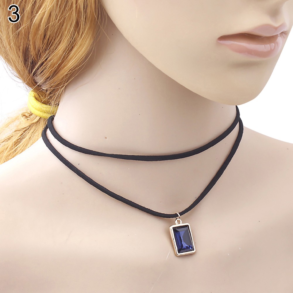 OneWorld@ Pendant Double Layers Chain Choker Short Necklace