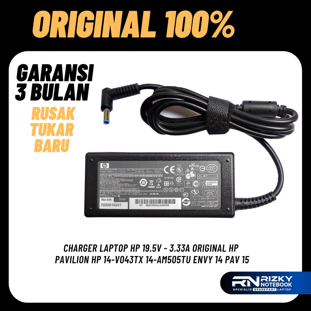 Adaptor Charger laptop hp 240 14s elitebook 840 g5 probook 430 g4 paviliun 14  x360 15 envy original 45w 65w (COCOK SEMUA LAPTOP HP)