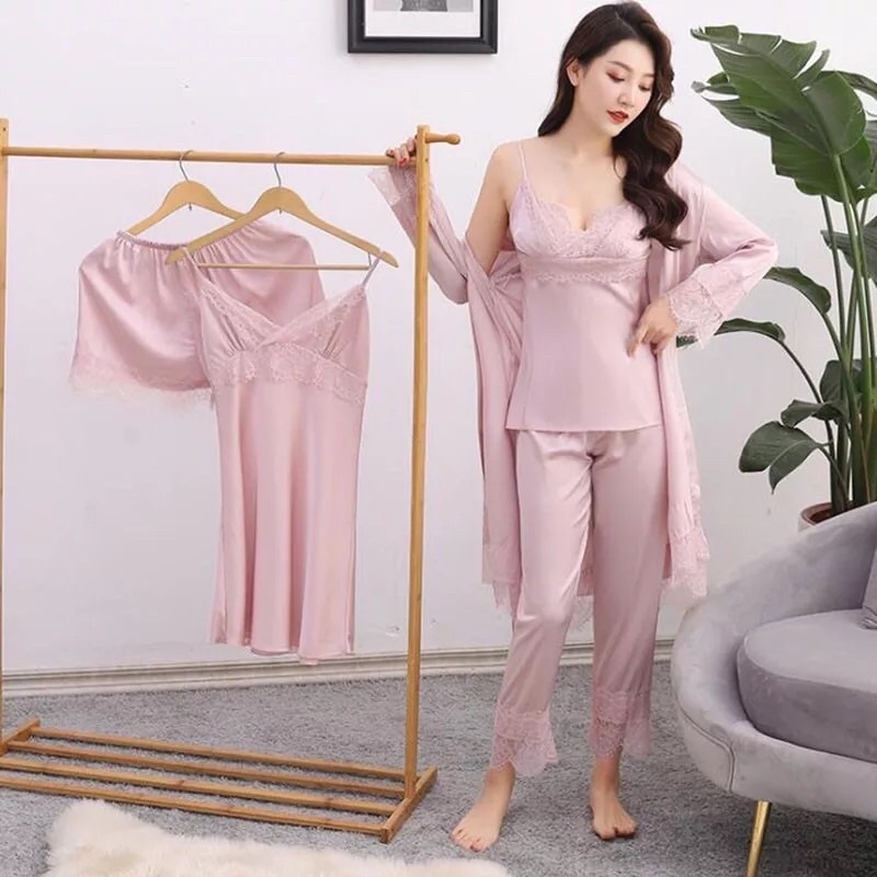 Piyama Wanita 5-in-1 Kate Silk Bundle set