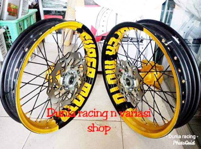 Velg Supermoto KLX 150 - DTracker 150 300 350 17 Custome Tulisan Supermoto paketan sama rakit