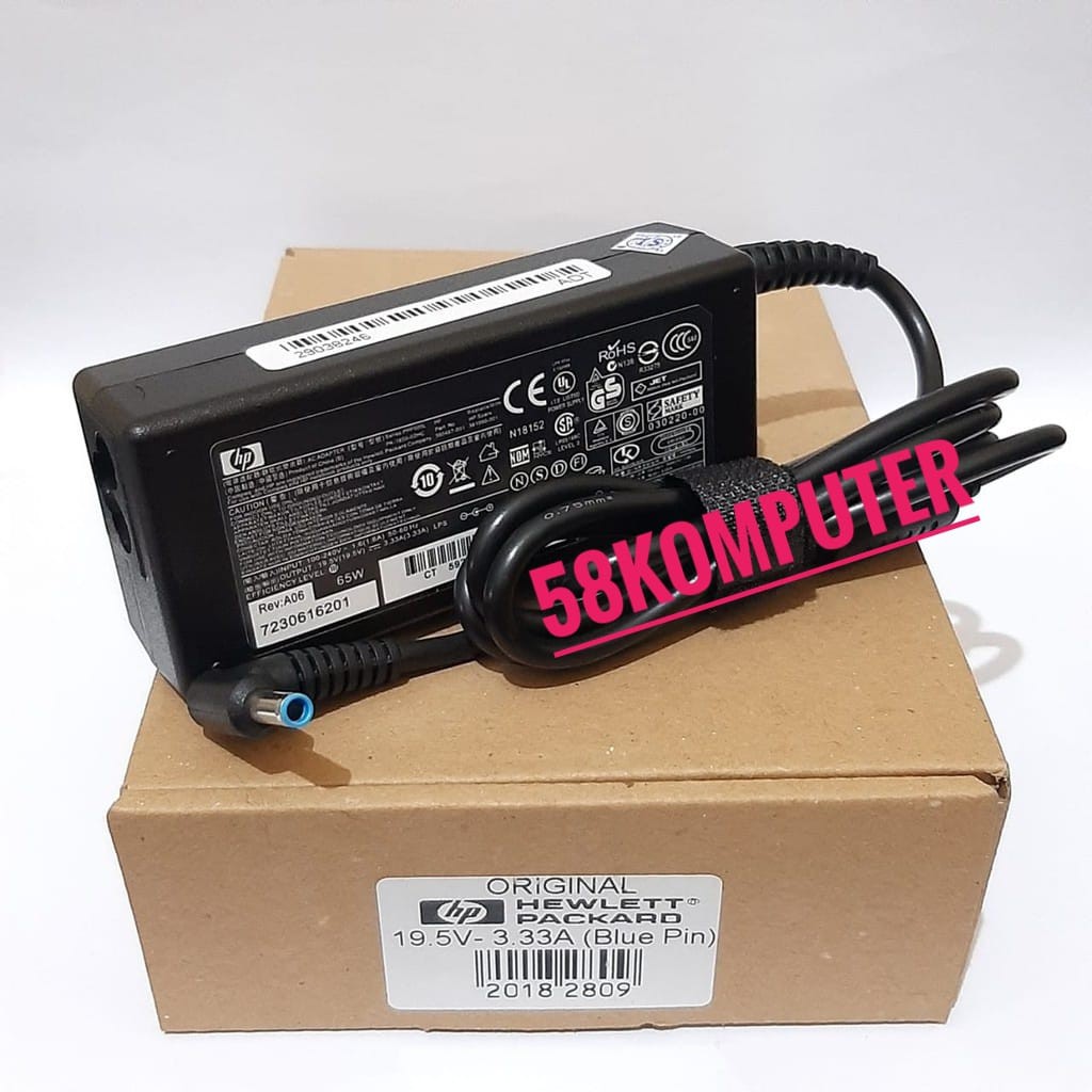 Adapter Charger Adaptor Laptop Hp Elitebook 725 745 750 755 850 G3 820 G3 840 G3 Seri Hp Chromebook 11 14 X360 G3 G4 G5 Ee 19.5v 3.33a 65w 4.5*3.0mm