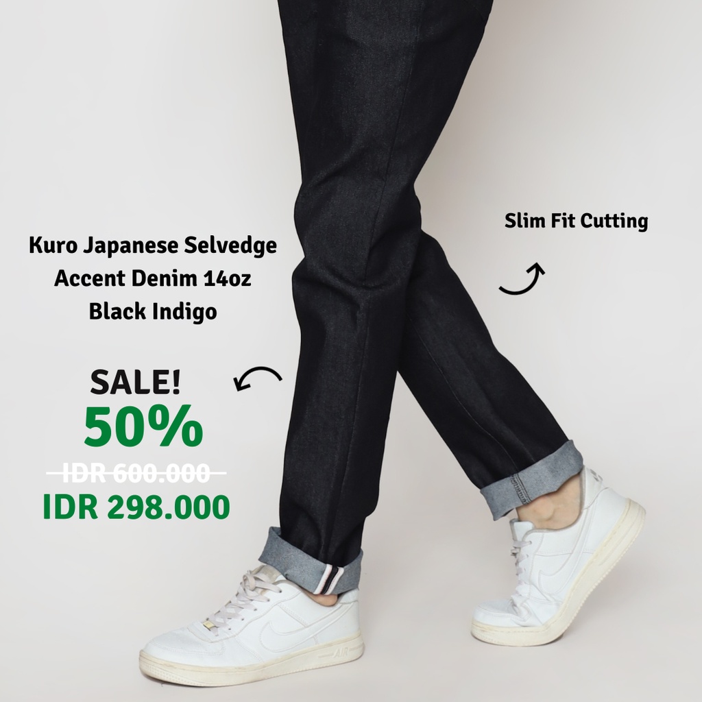 Kuro Japanese Selvedge Accent Denim 14oz Black Indigo Stretch