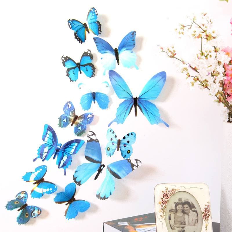 LF - Stiker Dinding 3D Motif Kupu-kupu Walpaper Sticker 12 Butterfly Pvc Import KP01