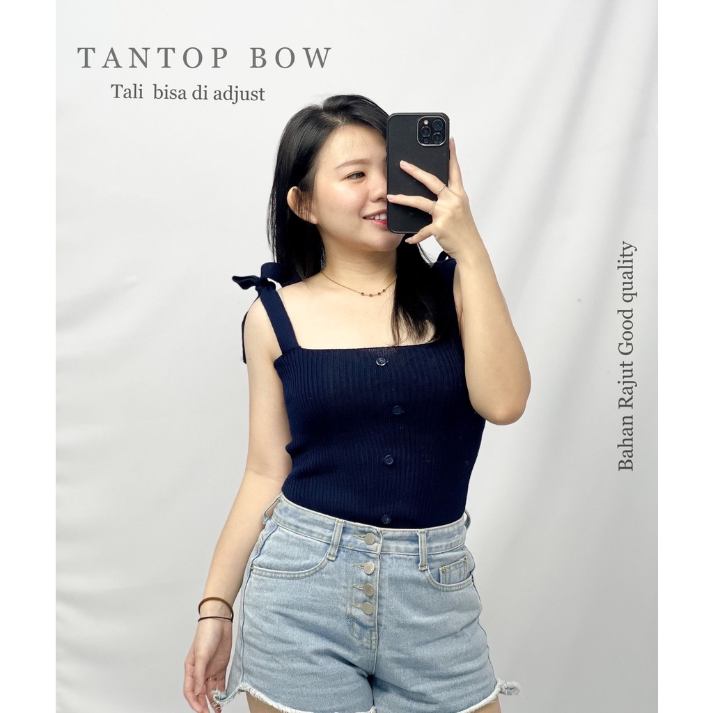 Toply shop Tantop Rajut Premium Rajut korea bow