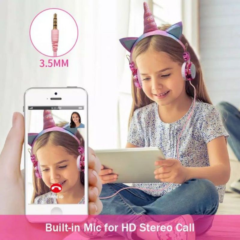 Headset Headphone Earphone Unicorn Anak Microphone Mic