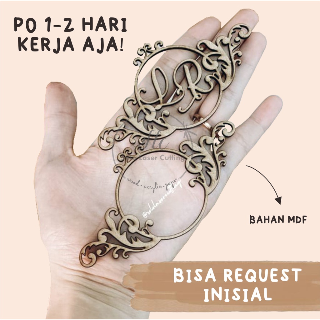 frame border inisial nama logam mulia bulat salur kayu mdf plywood Cutting Frame Bulat Sulur menghia
