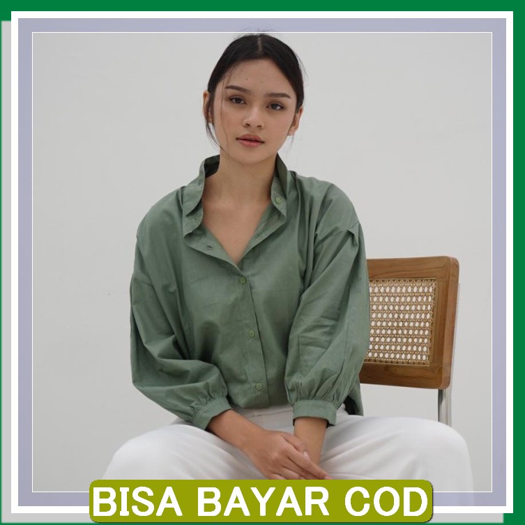 Blouse Maura Shirt No Inner Fashion Kekinian Hitz Baju Lengan Bal JN415 Lyla Oversize Shirt [Premium