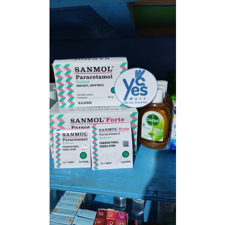 COD Sanmol Forte 1 Strip 4 Tablet Paracetamol Penurun Panas Demam Pereda nyeri Sakit kepala gigi
