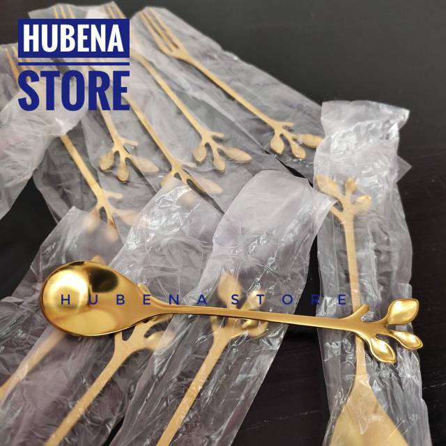 Sendok Teh Emas Sendok Garpu Stainless Teaspoon Gold