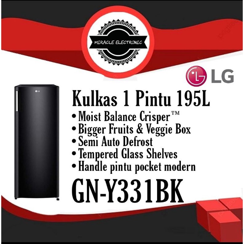 LG GN-Y331BK Kulkas 1 Pintu 195L Semi Auto Defrost Moist Balance