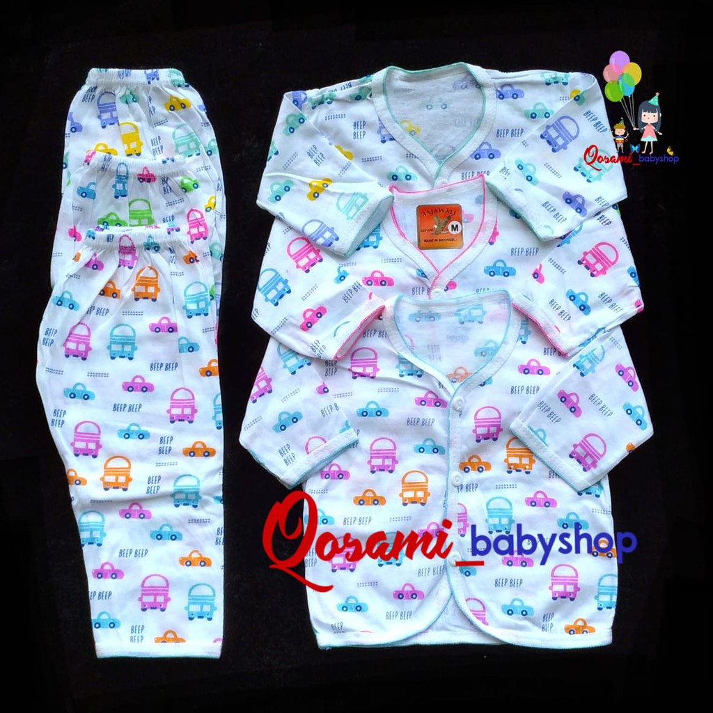 SETELAN 3 pcs Baju Panjang Bayi Newborn Motif SNI