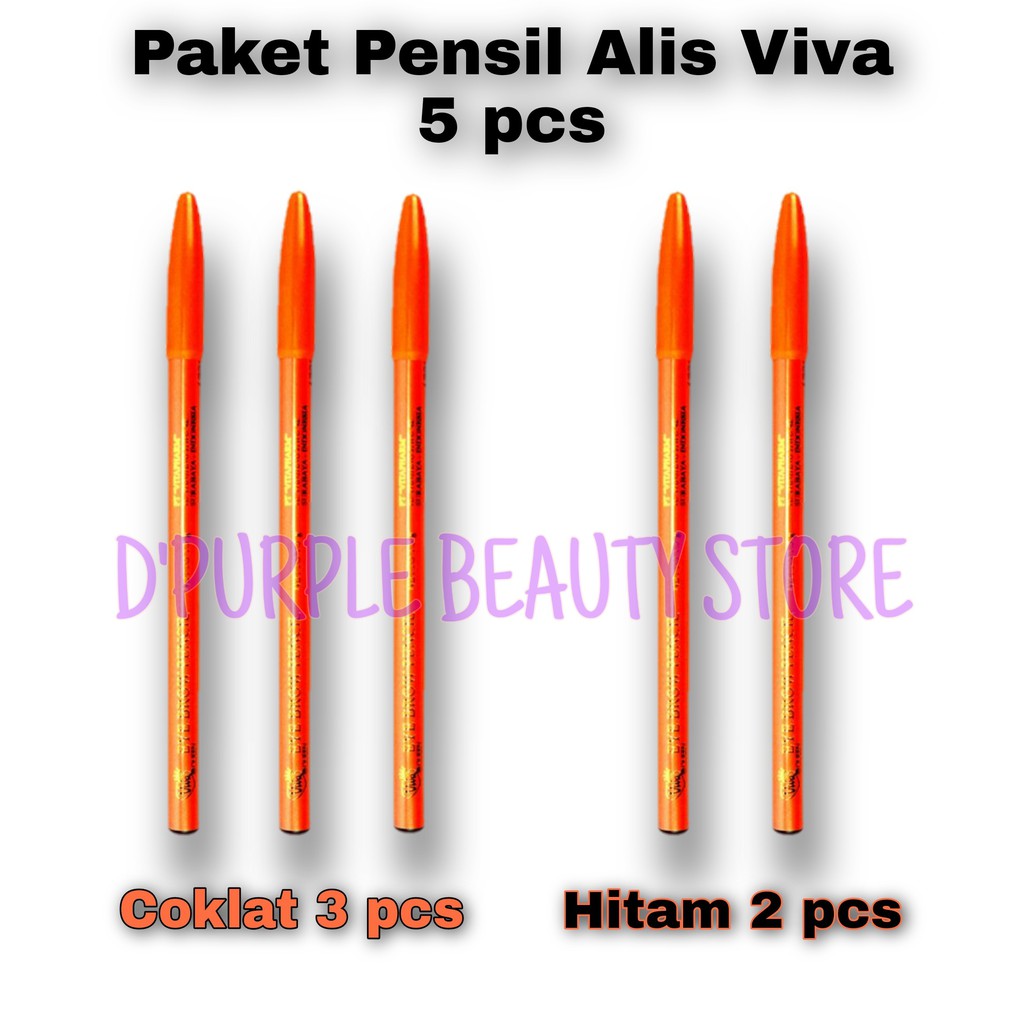 Pensil Alis Viva 5 In 1 Hitam &amp; Coklat