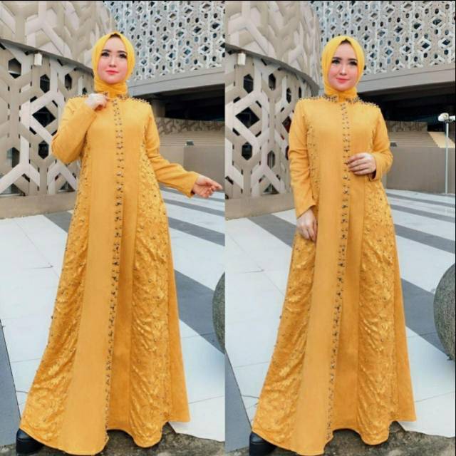 Gamis suede mutiara original shellasaukia