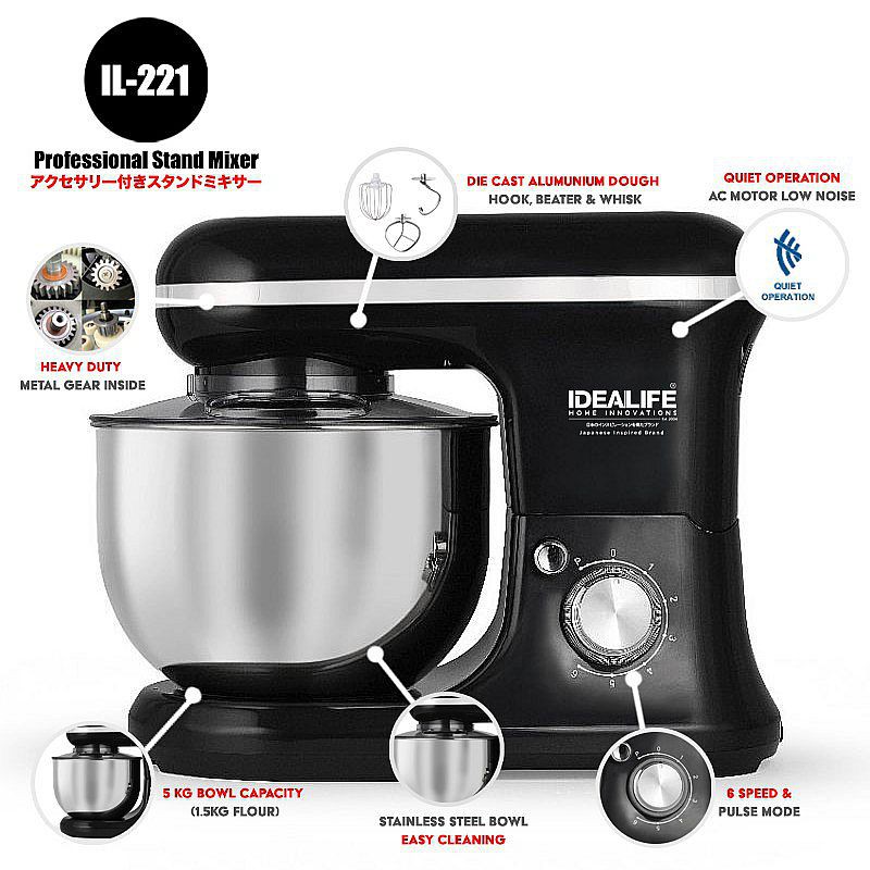 IDEALIFE - Professional Stand Mixer - Mixer Berdiri - Multi Speed (IL-221)