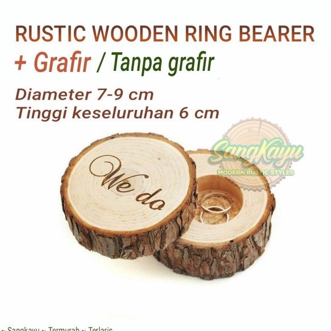 Rustic wooden ring box ring bearer tempat cincin mahar pernikahan kayu