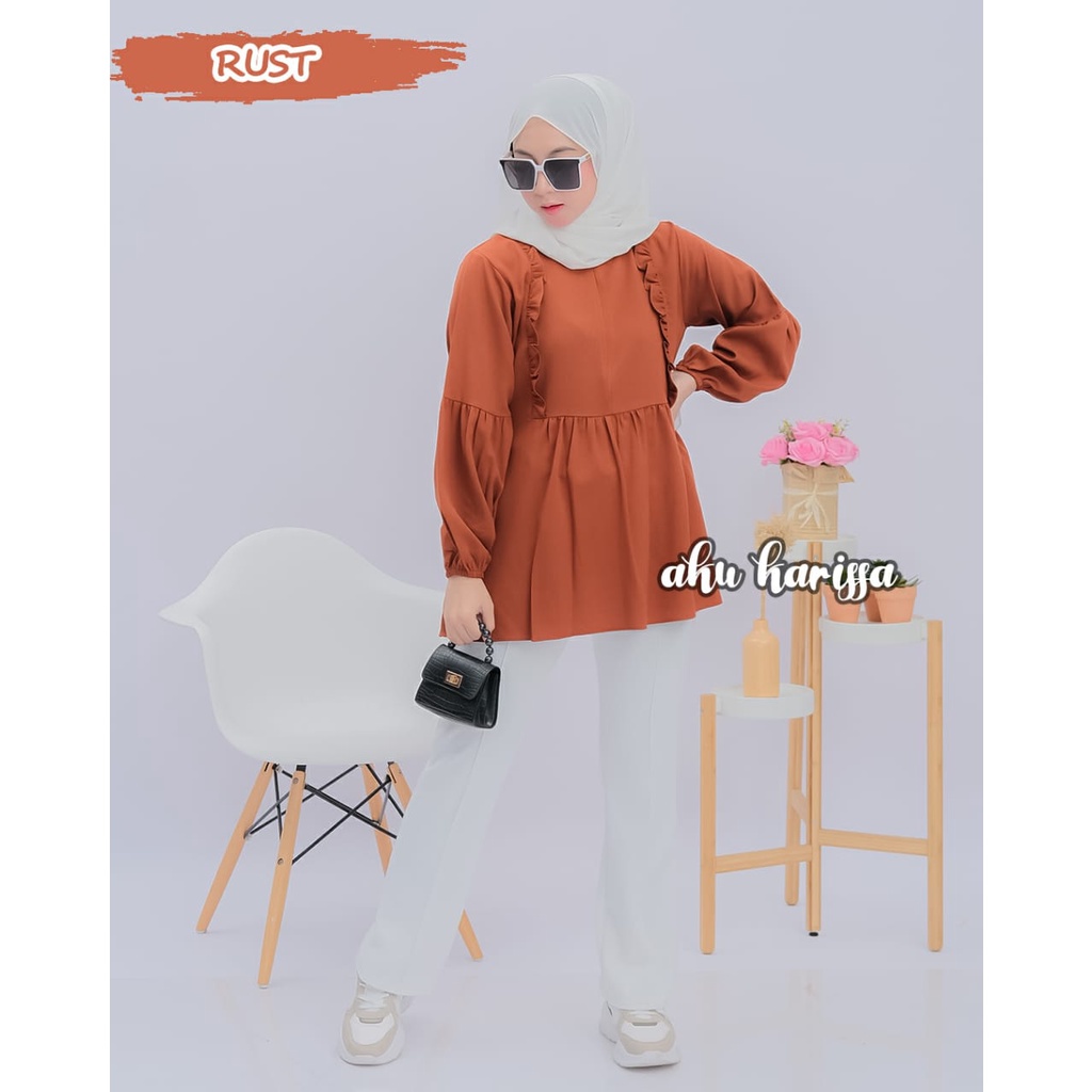 Atasan Laura dan Zahra Tunik Blouse ori aku karissa blus kerja simple design korean look style atasan wanita model terbaru