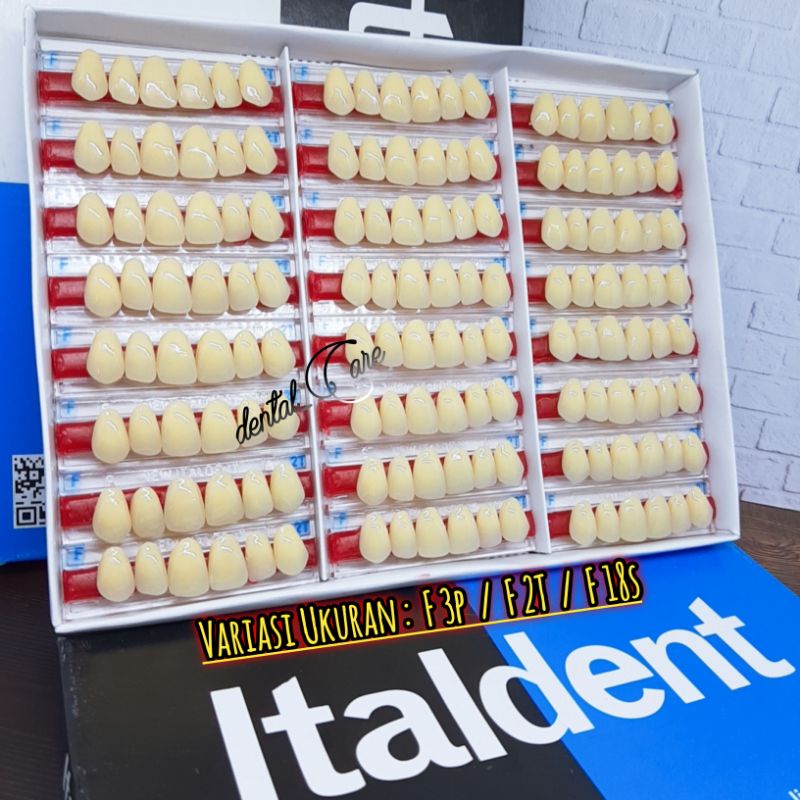 Italdent Gigi palsu Depan Atas  Warna [ F ] Ukuran 3p 447 17 18 18s 2T 1 Strip Isi 6 buah Gigi )