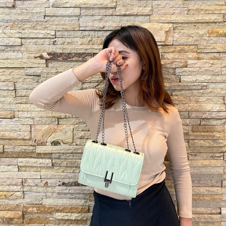 Tas Selempang Kulit Wanita Korea Tas Kulit Import Yumi Bag