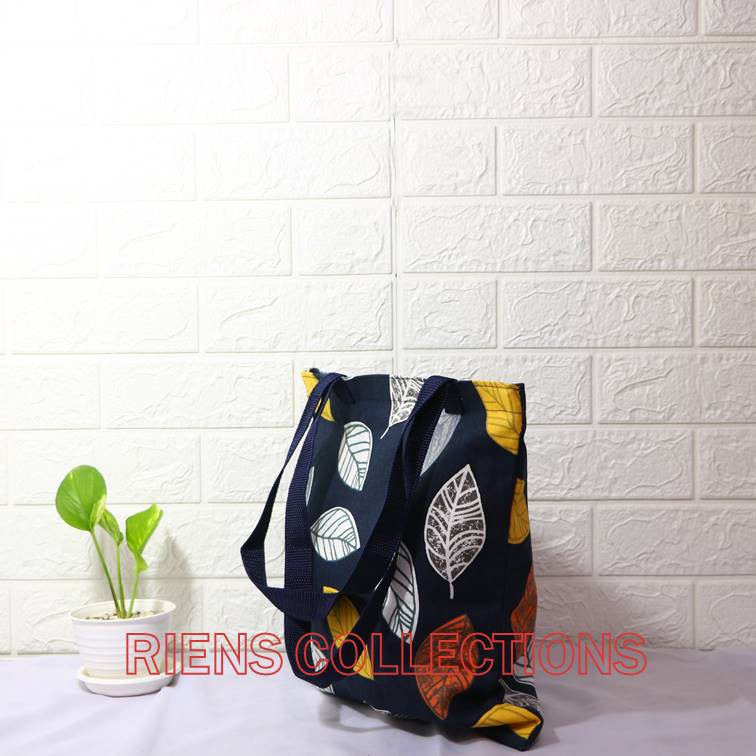 TAS KANVAS TOTEBAG KANVAS MOTIF DAUN NANGKA BIRU. Riens Collections Tas Jogja Tas Souvenir Jogja Oleh Oleh Jogja Malioboro