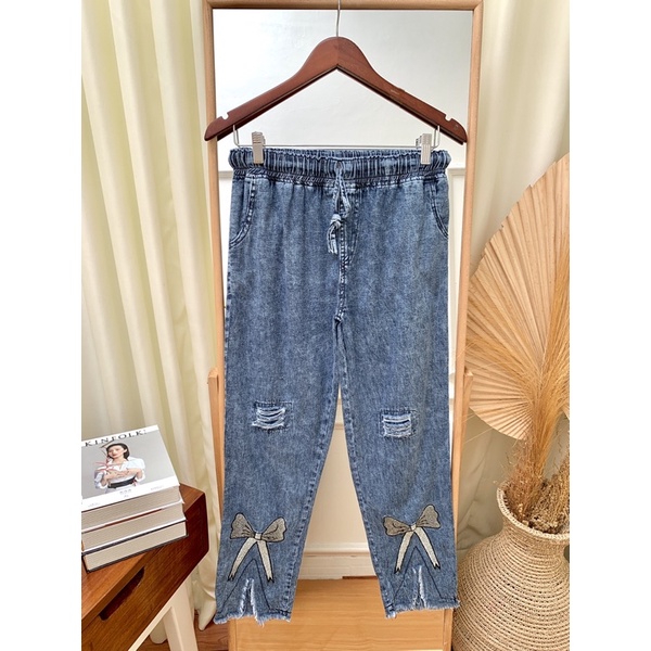 SOFT JEANS BORDIR PITA || CELANA JEANS WANITA