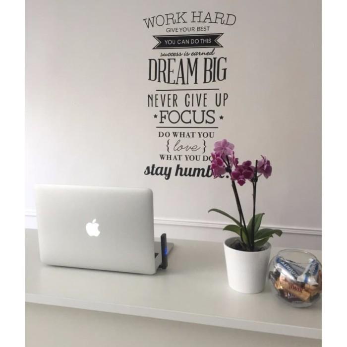 Stiker Dinding Wallpaper WORK HARD Living Room Decoration Quotes