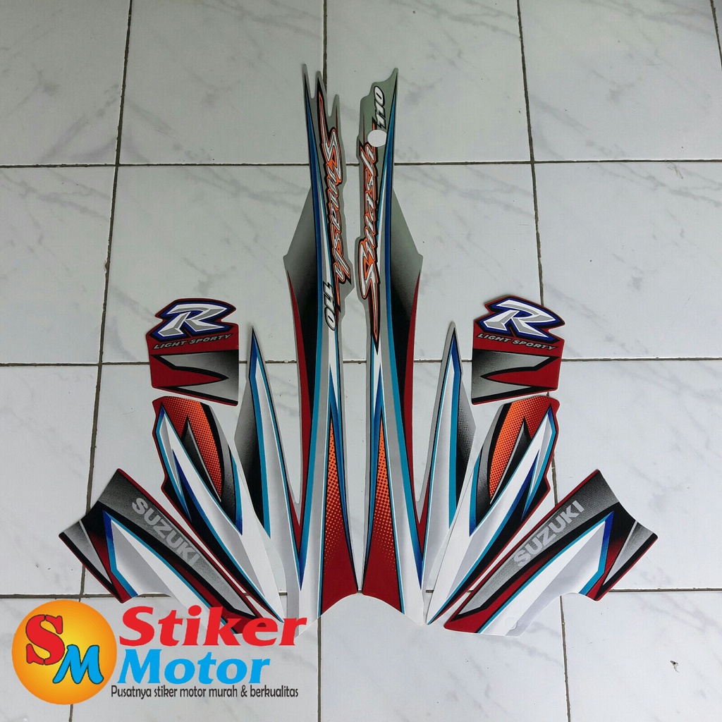 STRIPING STICKER LIS LES POLET BODY MOTOR SMASH 110R 2005 SILVER-MERAH