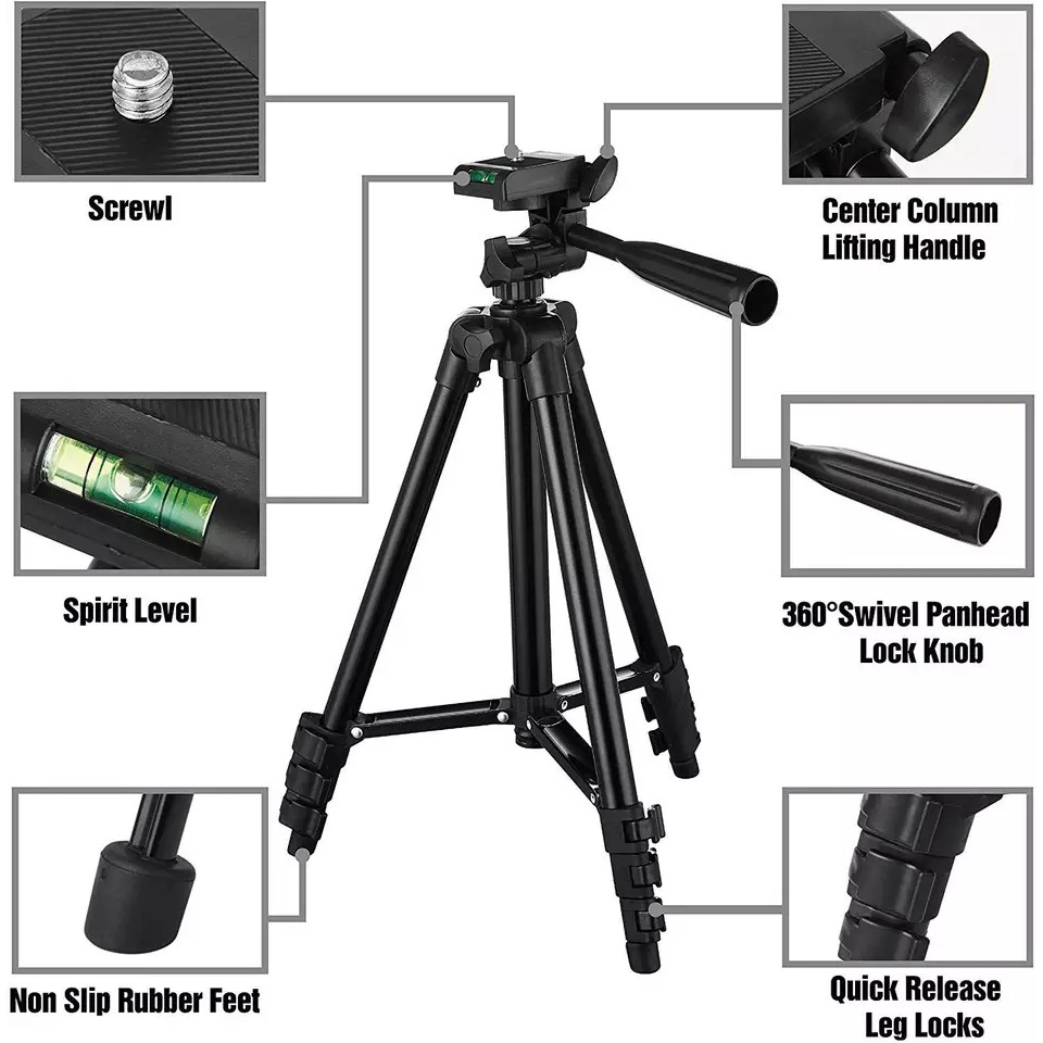 Tripod Hp - Smartphone Tripod Holder 1 Meter Aluminium Hitam 312