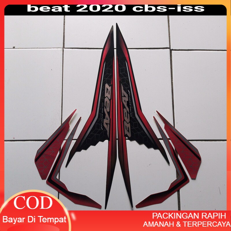 Decal Emblem stiker motor beat fi iss 2020 hitam-pink Terlaris / Termurah
