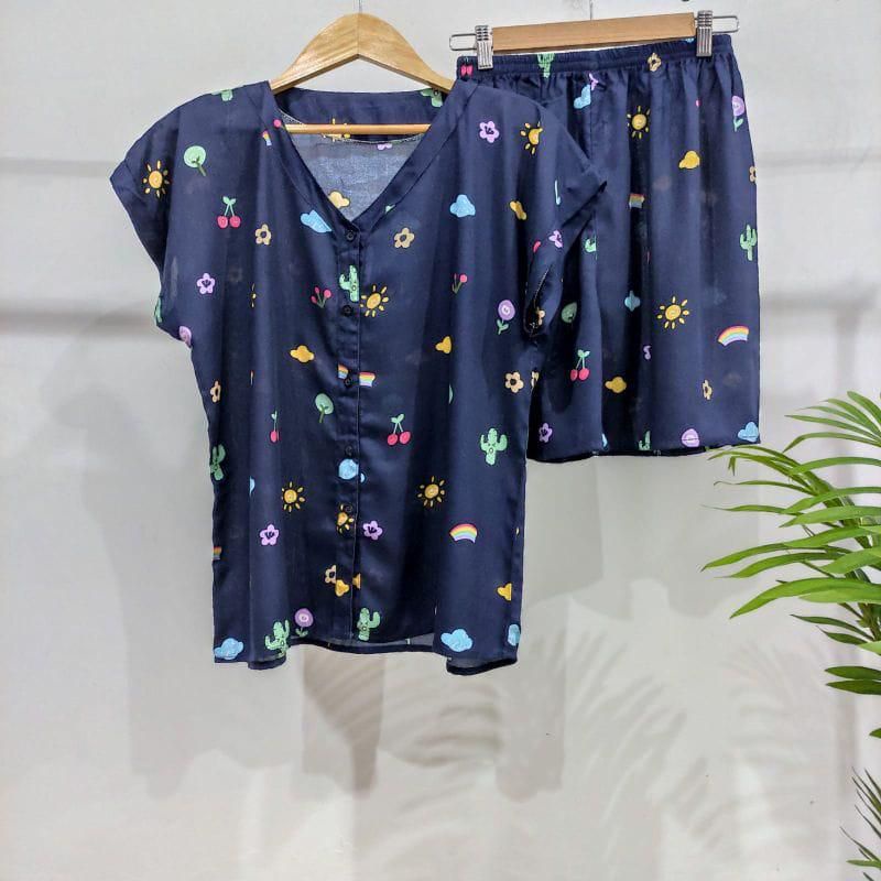 0PIYAMA KANCING PENDEK | PIYAMA BUSUI PENDEK | PIYAMA RAYON | BAJU TIDUR MURAH-KCB 40