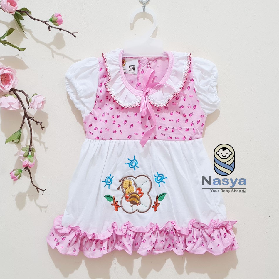 [MK-006] Dress Anak Perempuan / Dress Kerah Bayi dengan renda susun (0-12 bulan)