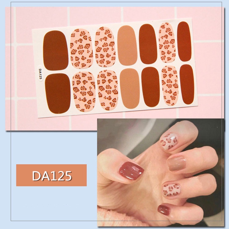 Da121-140 14 Pcs / Lembar Stiker Kuku Palsu 3d Bronzing Untuk Nail Art Diy