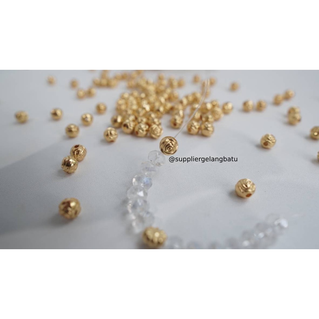 Aksesoris spacer BUNGA BULAT 8mm GOLD pembatas aksesoris gelang kalung