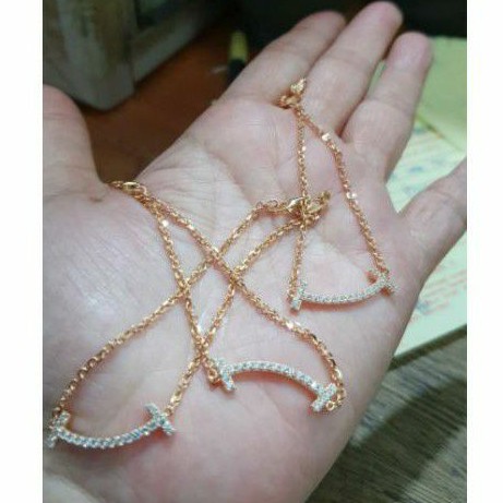 Gelang tifani itaewon smile listring 700 70% permata putih emas asli