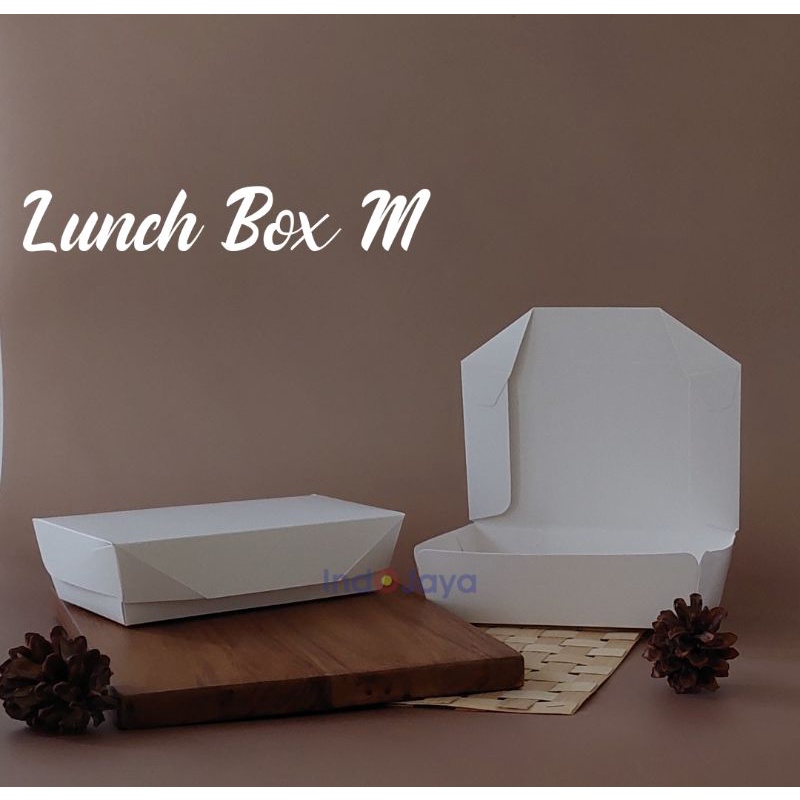 LUNCH BOX PUTIH LAMINASI UK M ISI 25 PCS / KOTAK NASI PUTIH LAMINASI / DOS AYAM GEPREK UK M / ISI 25