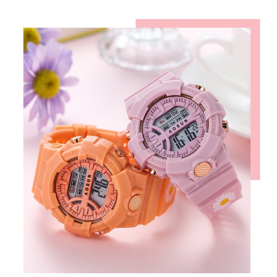 COD JAM TANGAN PRIA WANITA DIGITAL RUBBER SPORT BULAT LED COUPLE ANAK REMAJA GROSIR MURAH M125