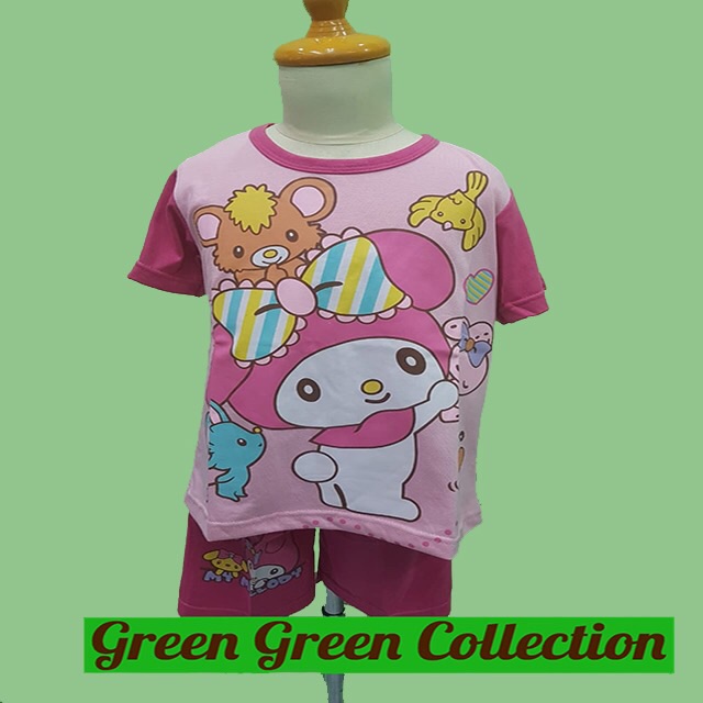 Baju Tidur Piyama Kaos Anak Premium My Melody Pink