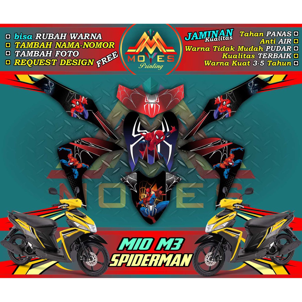 decal mio m3 sticker motor mio m3 decal stiker yamaha mio m3 - spiderman